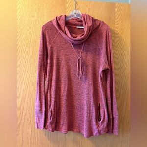 Pink Clover women’s size XL cowl neck pullover. Has pockets.